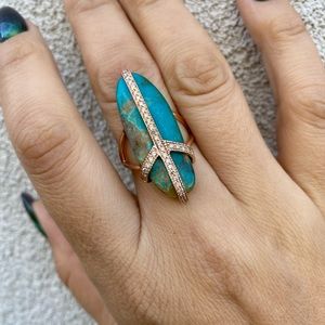 Jacquie Aiche Turquoise Diamond Peace Ring